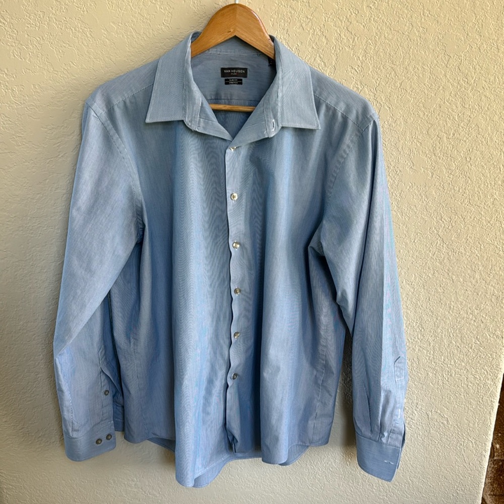Men's Van Heusen blue and White Striped Dress Shirt